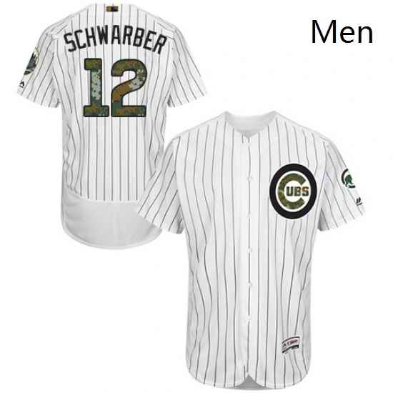 Mens Majestic Chicago Cubs 12 Kyle Schwarber Authentic White 2016 Memorial Day Fashion Flex Base MLB Jersey